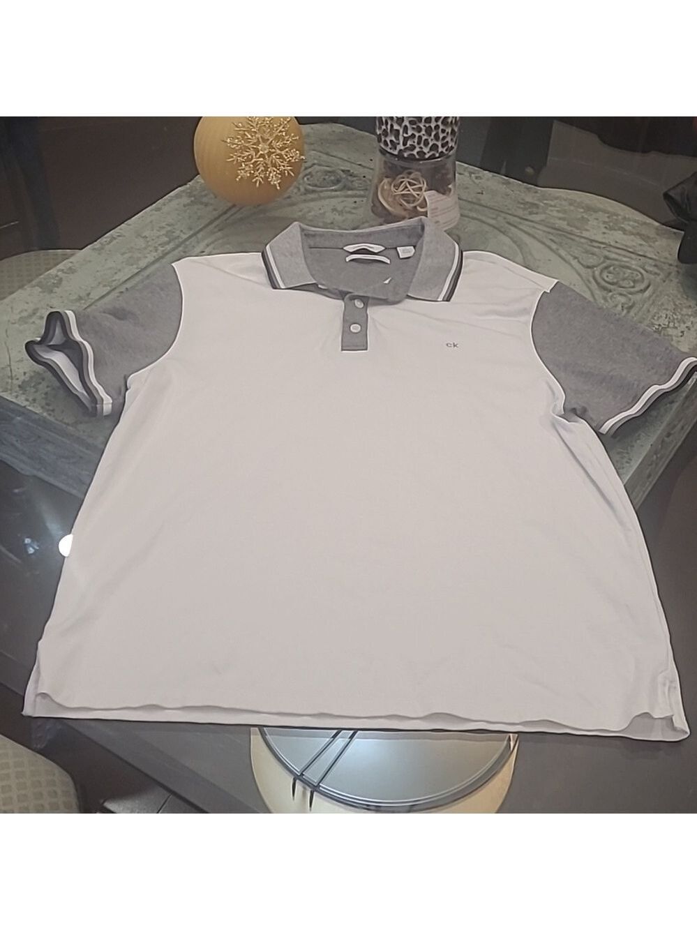 Calvin Klein liquid touch block colors cotton polo golf shirt mens Large